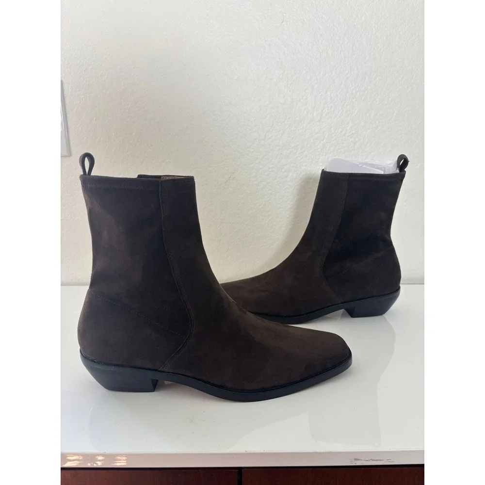 Madewell Idris Ankle Boot in Suede Dark Carob Brown NX430 Womens 9.5 NIB